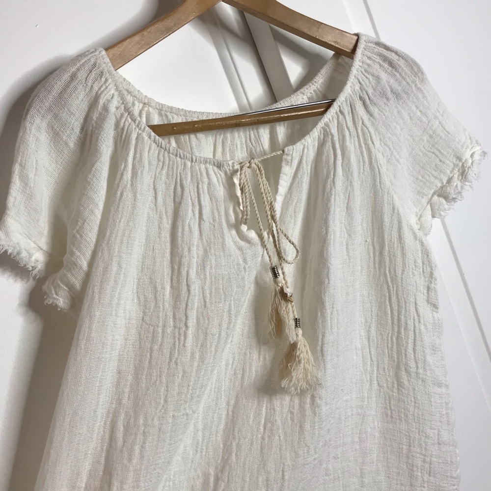 Sunny Studio Paris Linen Cotton Drawstring Blouse Size Medium